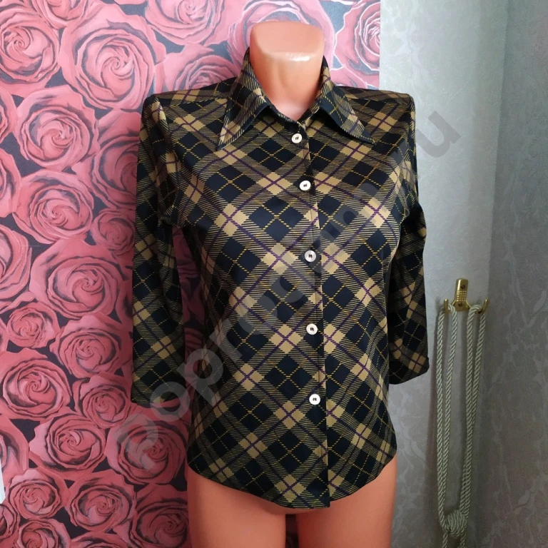 Рубашка Mexx блуза женская размер M L 46 коричневая Рукав три четверти Приталенная