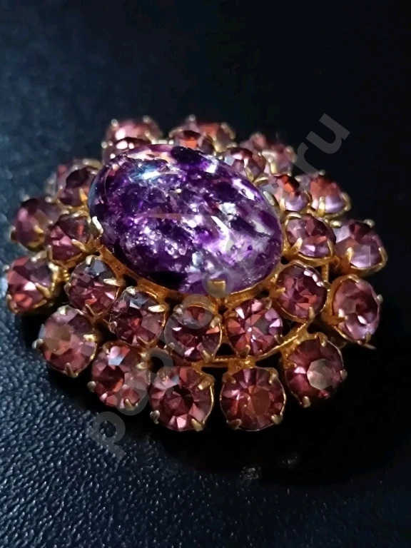 Ярусная Брошь. Чехия. Jablonex. Винтаж. Стекло.