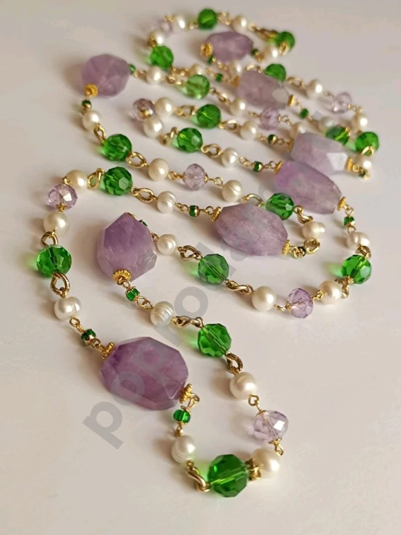 Длинные Бусы Цепочка. 1метр 40см. Italia Independent. Натуральный Жемчуг, Камень.