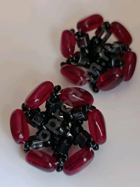 Крупные Наборные Клипсы. Чехия. Jablonex. Винтаж. Стекло.