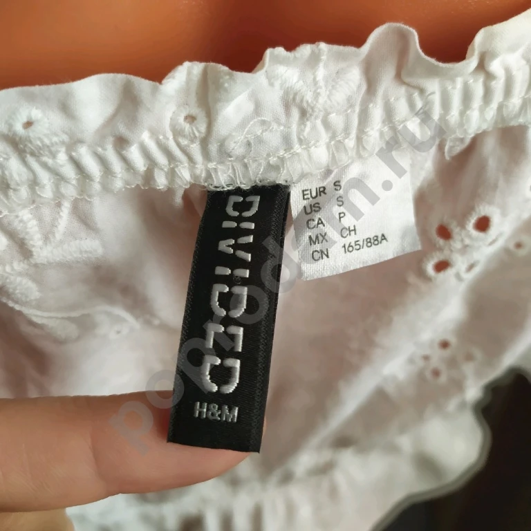 Топ кружевной ришелье белый H&M хлопок S 44