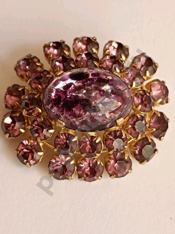 Ярусная Брошь. Чехия. Jablonex. Винтаж. Стекло.