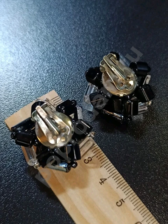 Наборные Клипсы. Чехия. Jablonex. Винтаж. Стекло.