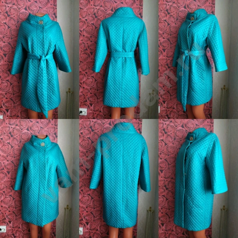 Плащ женский демисезонный прямого силуэта с поясом, воротник стойка, рукав 3/4.