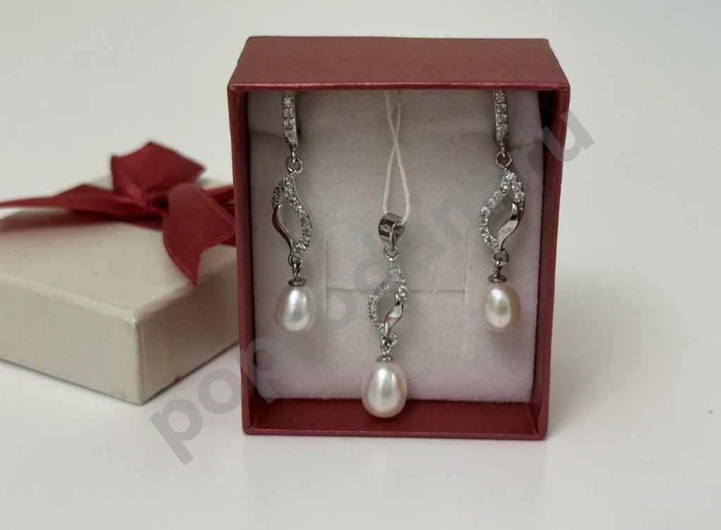 Новый серебряный комплект/набор серьги и кулон