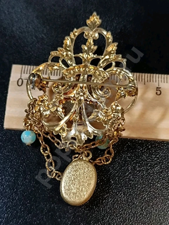 Крупная Брошь с Подвесками. Чехия. Jablonex. Винтаж. Пекинское Стекло.
