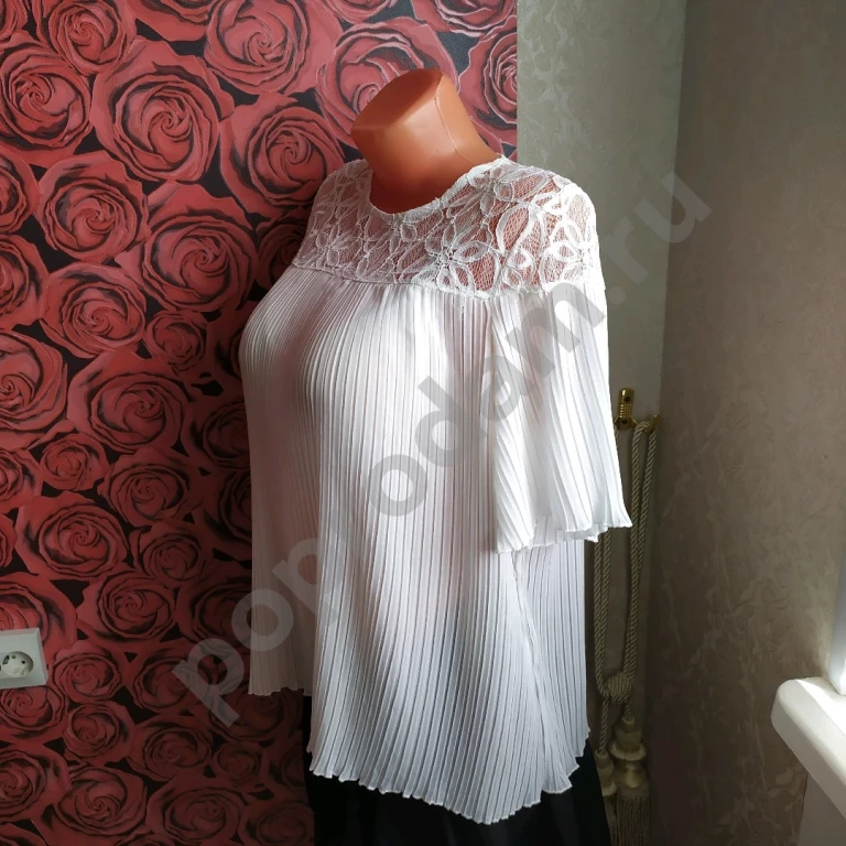 Блузка плиссировка белая размер М 46 женская