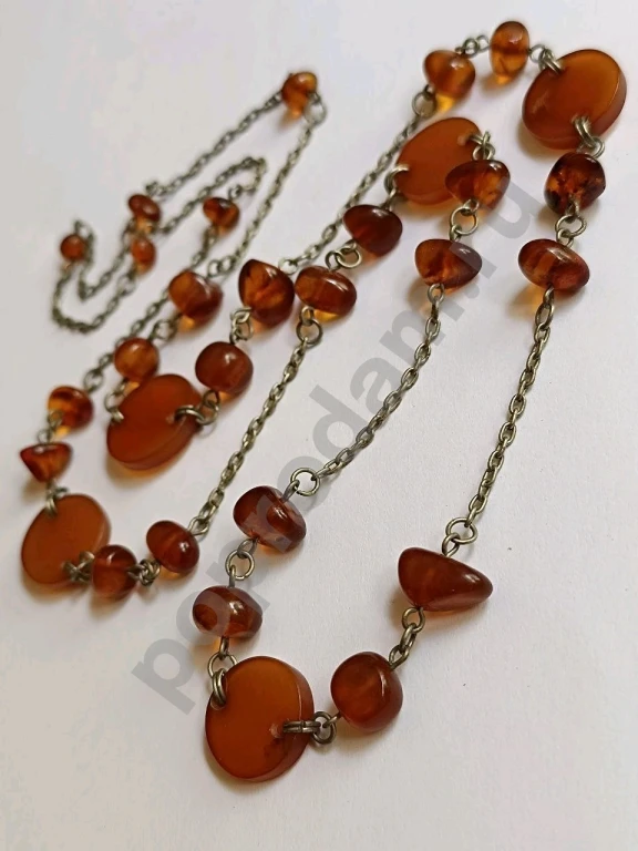 Длинные Бусы Цепочка. Натуральный Янтарь. Прибалтика. Винтаж.
