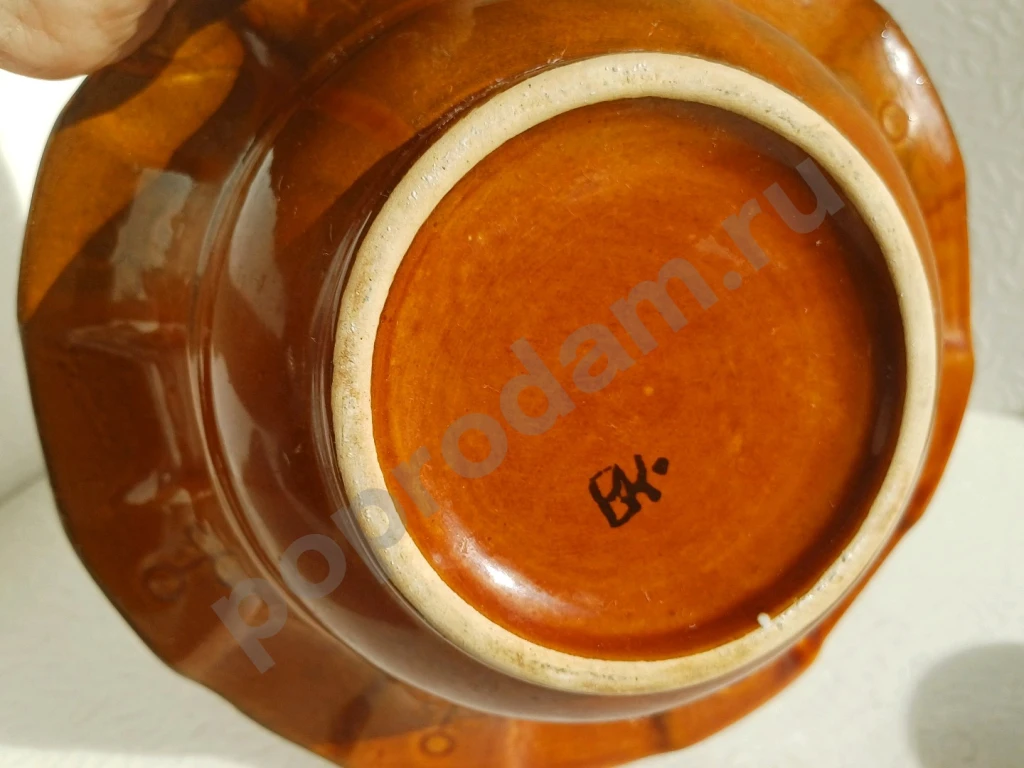 Набор из керамики. Ваза для салата или фруктов и стакан. СССР. Обливная керамика.