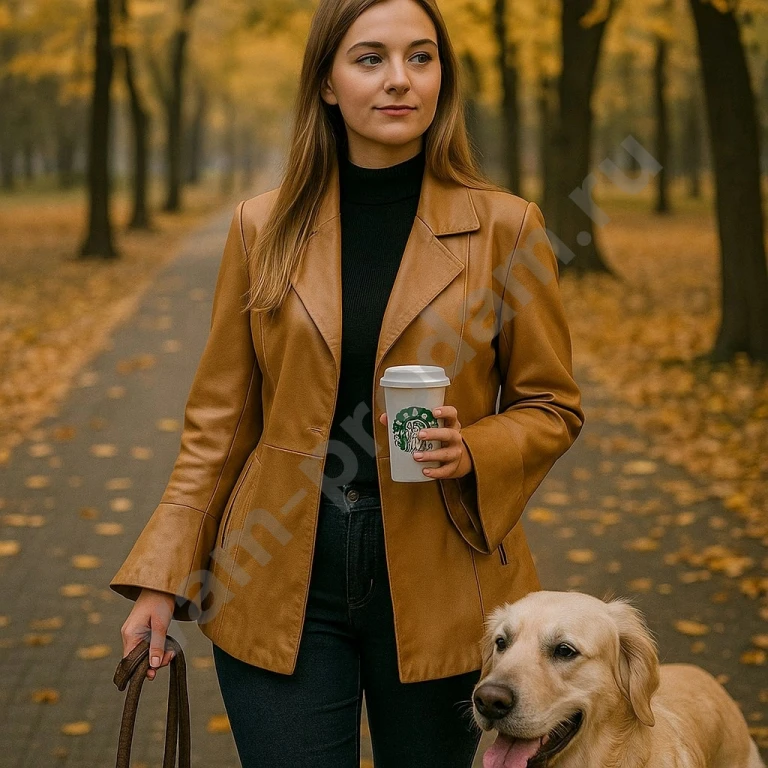 Кожаная куртка бежевая М 44 46 48 демисезонная.