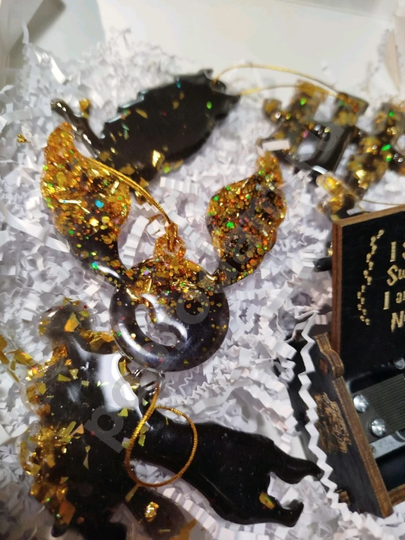 Новогодний подарочный бокс елочные игрушки Гарри Поттер и музыкальная шкатулка шарманка