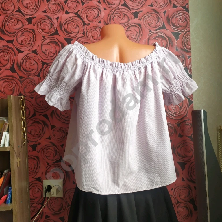 Топ Mango новый Сиреневая полоска Размер S хлопок