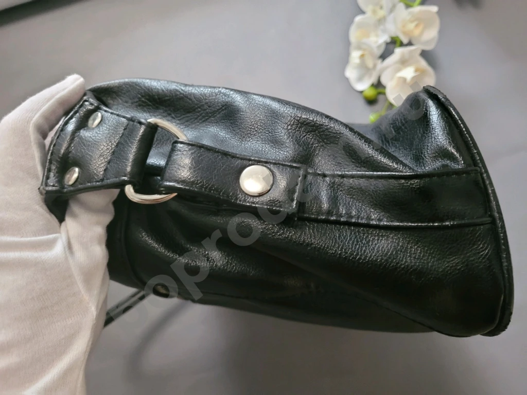 Сумка кросс-боди черная на длинном ремешке экокожа