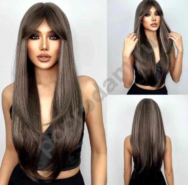 Парик длинный с челкой новый