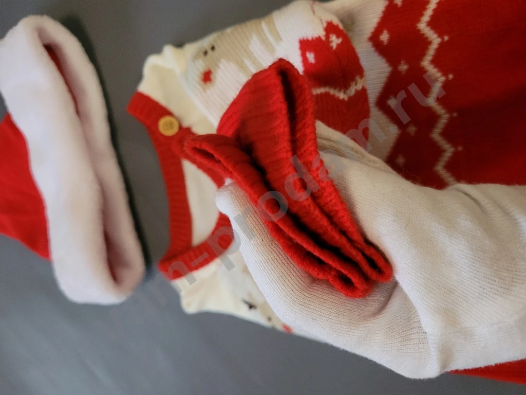 Комбинезон вязаный новогодний Крошка Я 86 красный