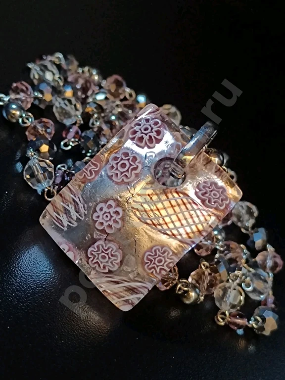 Длинные Бусы Цепочка с Подвеской. Italia Independent. Маркировка. Стекло.