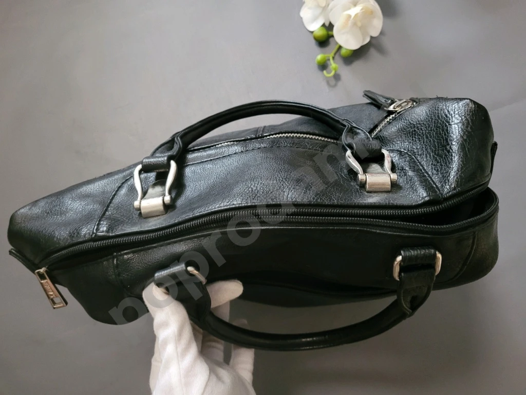 Сумка кросс-боди черная на длинном ремешке экокожа