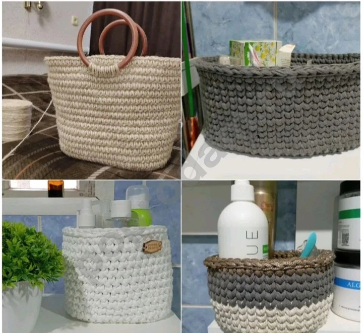 Вязаные сумки женские, корзинки