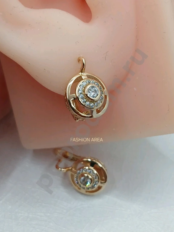 Позолоченные серьги с фианитами Jeanne Luxe Gold