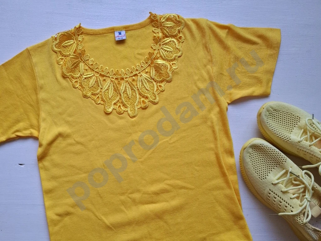 Женская футболка желтая хлопок 46-48
