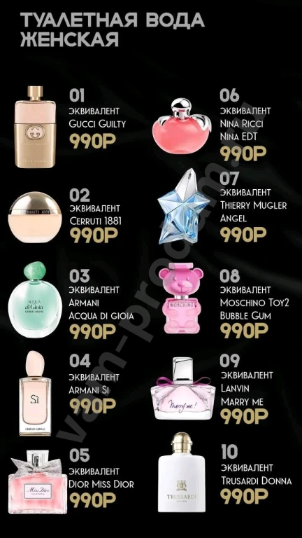 Продажа туалетной воды и духов