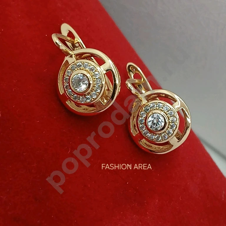 Позолоченные серьги с фианитами Jeanne Luxe Gold