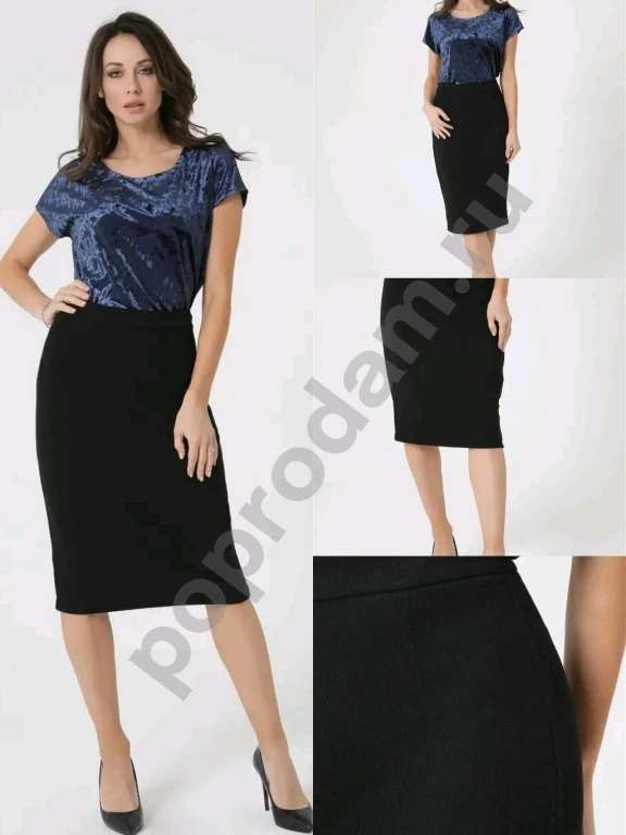 Юбка карандаш чёрная женская с разрезом на молнии новая