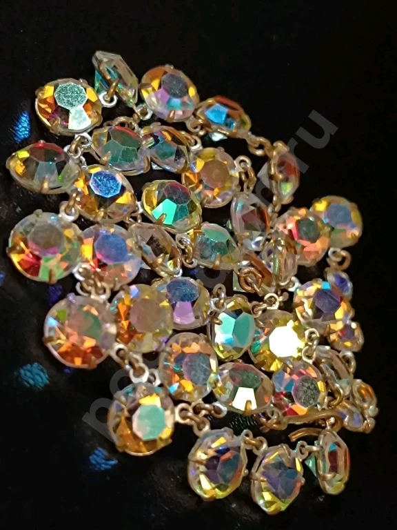 Колье Цепочка. Безель. Чехия. Jablonex. Винтаж. Стекло АБ.