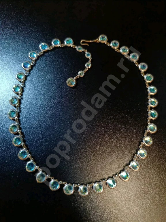 Колье Цепочка. Безель. Чехия. Jablonex. Винтаж. Стекло АБ.