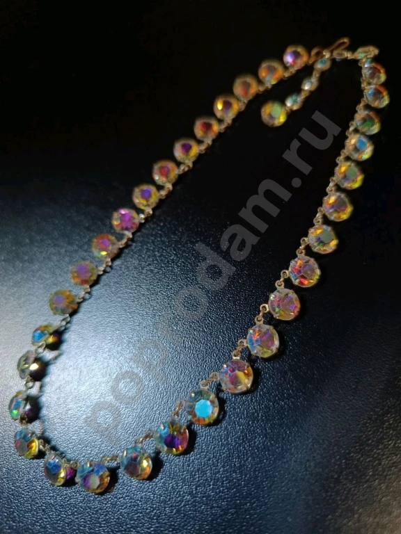 Колье Цепочка. Безель. Чехия. Jablonex. Винтаж. Стекло АБ.