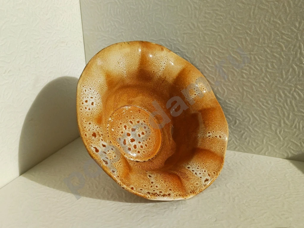 Набор из керамики. Ваза для салата или фруктов и стакан. СССР. Обливная керамика.