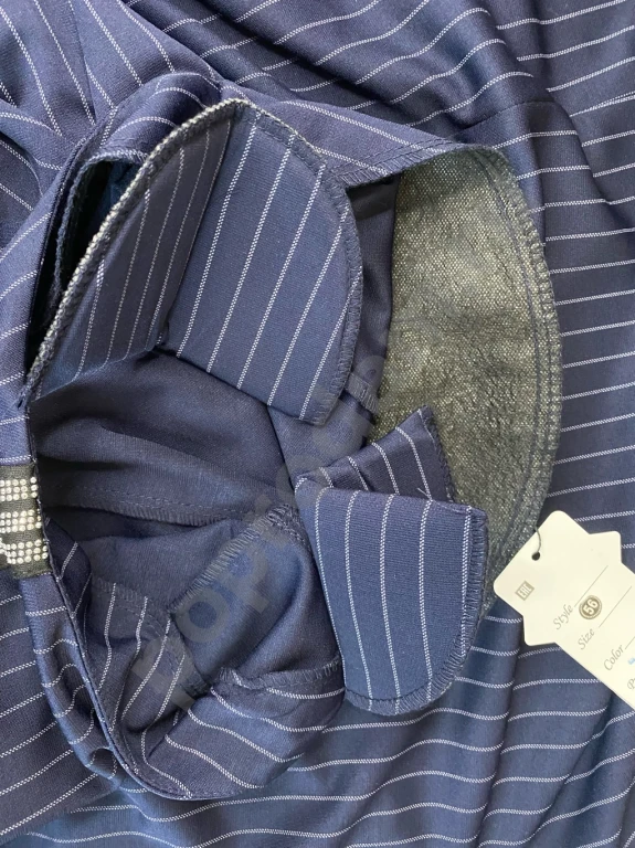 Новое прямое синее платье в полоску миди 56