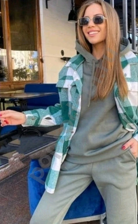 Женский теплый спортивный костюм с рубашкой