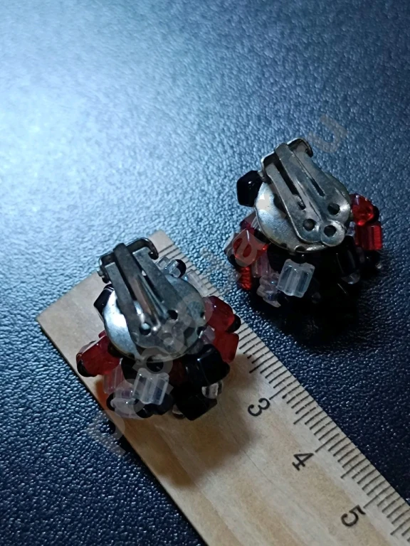 Наборные Клипсы. Чехия. Jablonex. Винтаж. Стекло.