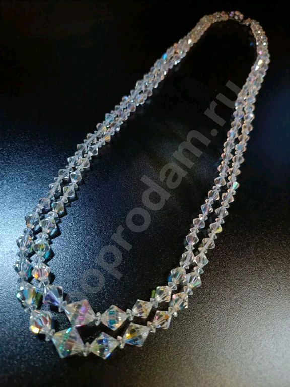 Крупные Длинные Бусы. Винтаж. Стекло АБ.