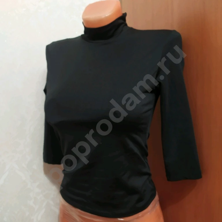 Черная водолазка женская рукав три четверти размер 44 46 полиэстер подчёркивает силует