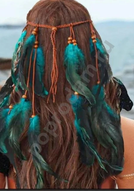 Украшение на голову с перьями новая