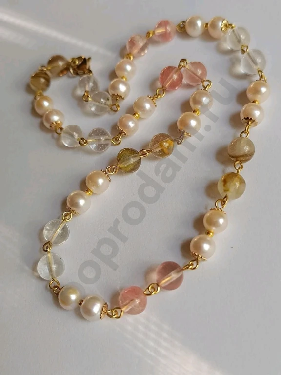 Бусы Цепочка. Italia Independent. Натуральный Розовый Жемчуг.