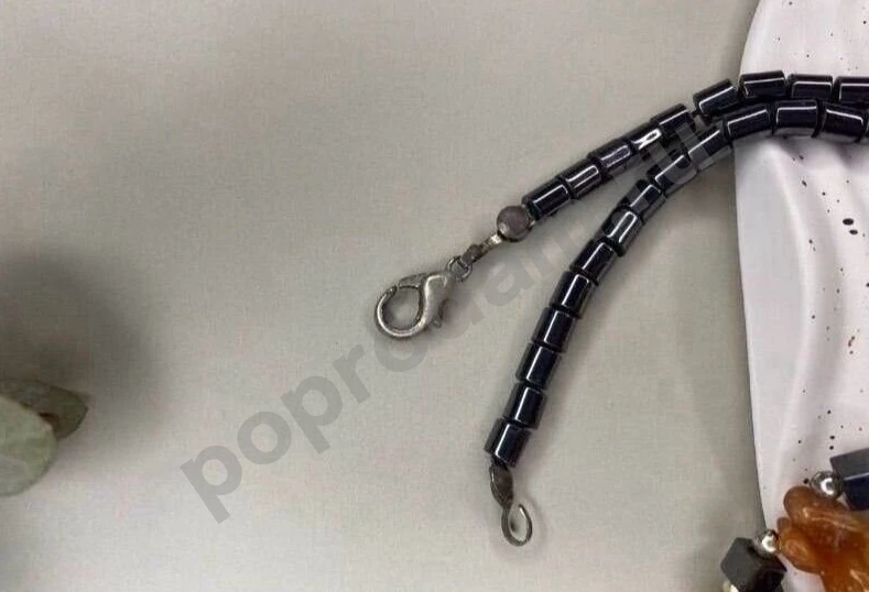 Винтажные бусы колье из сердолика и гематита