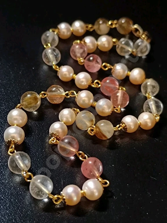 Бусы Цепочка. Italia Independent. Натуральный Розовый Жемчуг.