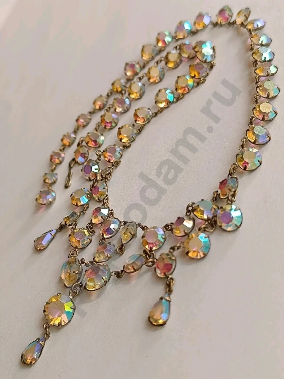 Колье. Чехия. Jablonex. Винтаж. Безель. Стекло АБ.