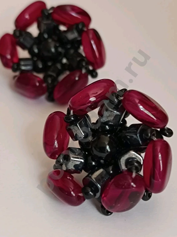 Крупные Наборные Клипсы. Чехия. Jablonex. Винтаж. Стекло.