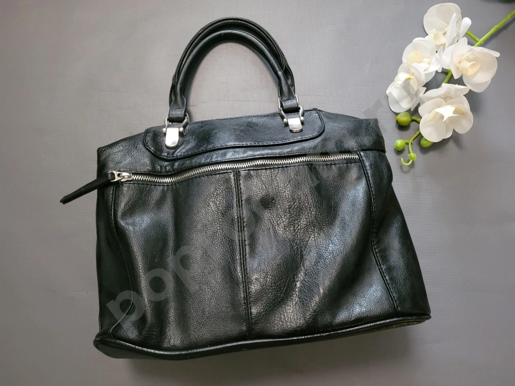 Сумка кросс-боди черная на длинном ремешке экокожа