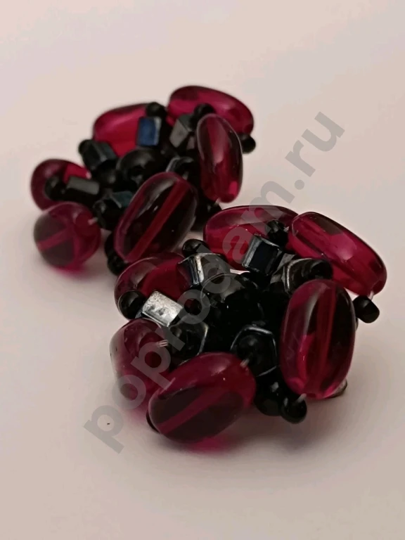 Крупные Наборные Клипсы. Чехия. Jablonex. Винтаж. Стекло.