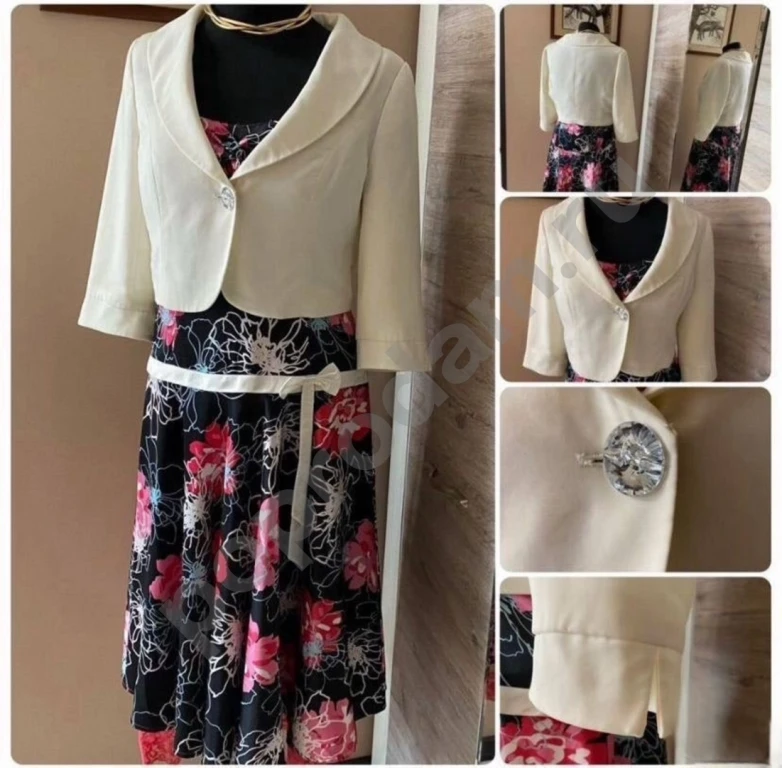 Платье без бретелей с жакетом 48