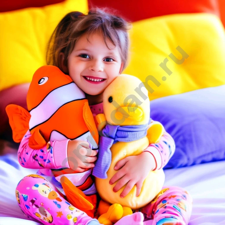 Мягкие игрушки подушки оживят твою кровать