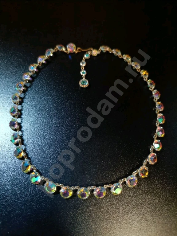 Колье Цепочка. Безель. Чехия. Jablonex. Винтаж. Стекло АБ.