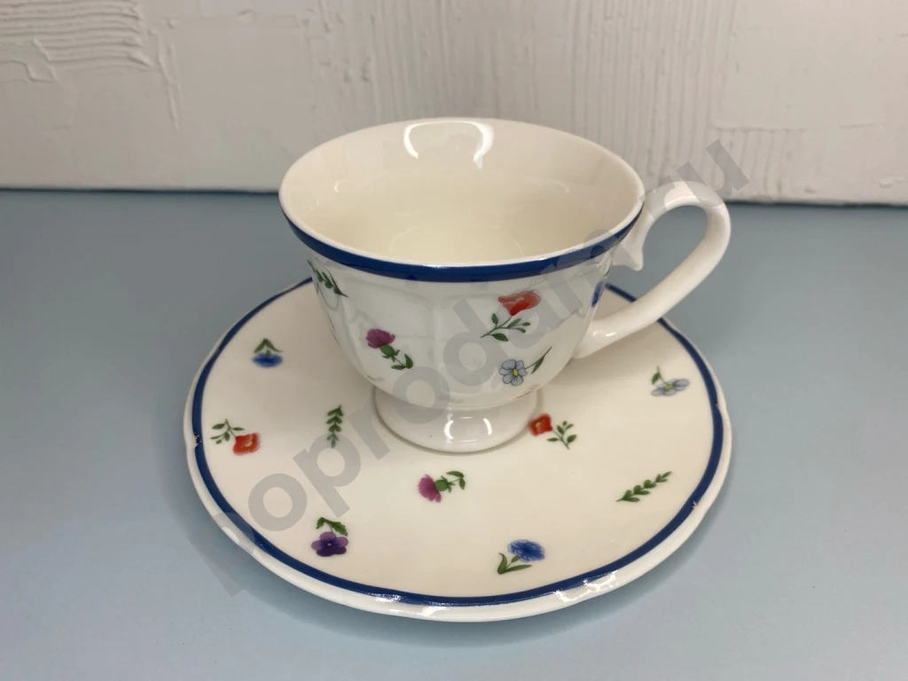 Чайная пара с цветочками фарфор