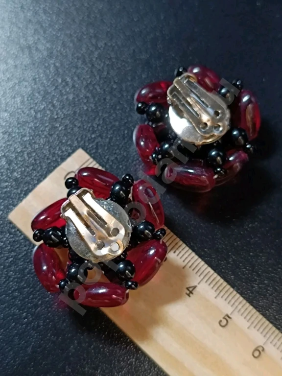 Крупные Наборные Клипсы. Чехия. Jablonex. Винтаж. Стекло.