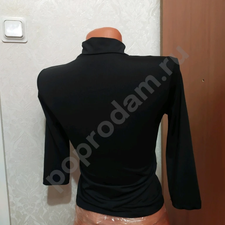 Черная водолазка женская рукав три четверти размер 44 46 полиэстер подчёркивает силует